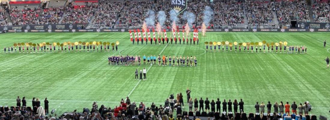 Opening ceremonies of the first-ever Northern Super League game in Vancouver. (Photo via X.) Opening ceremonies of the first-ever Northern Super League game in Vancouver. (Photo via X.)