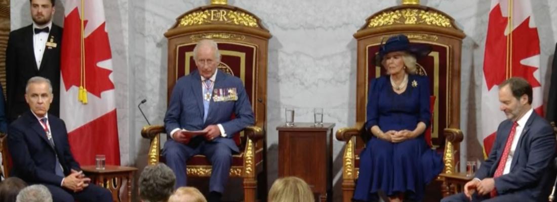 King Charles III opens Parliament by delivering the Speech from the Throne. (Photo via X.)