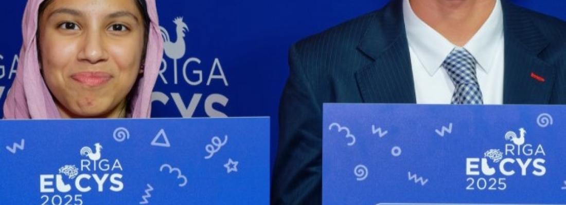 Canadian students Sara Waqas and Evan Budz won top honours at the European Union Contest for Young Scientists. (Photo via Youth Science Canada’s Instagram page.)