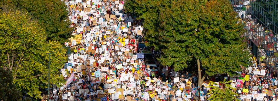 Protesters in U.S. cities rallied as part of the “No Kings” movement. (Photo via No Kings – Madison, WI’s Facebook page.)
