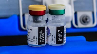 Vials of the malaria vaccine.