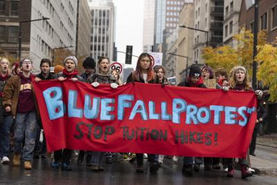 Students protest against the Quebec government’s tuition hikes for out-of-province students attending English universities. (THE CANADIAN PRESS/Christinne Muschi) 