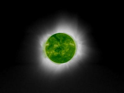 :] The sun’s corona is visible during a solar eclipse. (Image courtesy NASA/ESA.)