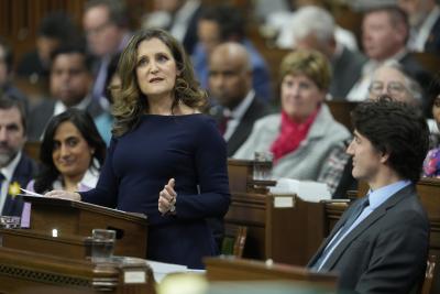 Minister of Finance Chrystia Freeland presents the new budget in the House of Commons. (Photo: THE CANADIAN PRESS/Adrian Wyld.)