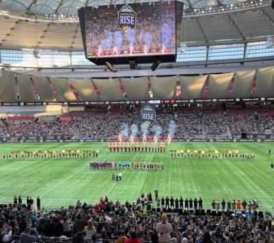 Opening ceremonies of the first-ever Northern Super League game in Vancouver. (Photo via X.) Opening ceremonies of the first-ever Northern Super League game in Vancouver. (Photo via X.)