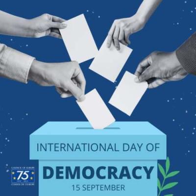 September 15 is the International Day of Democracy. (Image via Council of Europe’s Facebook page.) September 15 is the International Day of Democracy. (Image via Council of Europe’s Facebook page.)
