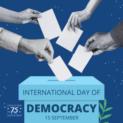 September 15 is the International Day of Democracy. (Image via Council of Europe’s Facebook page.) September 15 is the International Day of Democracy. (Image via Council of Europe’s Facebook page.)