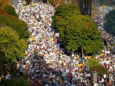 Protesters in U.S. cities rallied as part of the “No Kings” movement. (Photo via No Kings – Madison, WI’s Facebook page.)