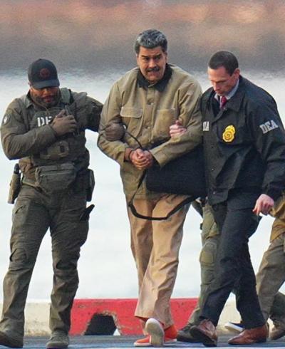 U.S. federal agents escort Venezuelan president Nicolás Maduro to a U.S. court. (Photo via Instagram.)