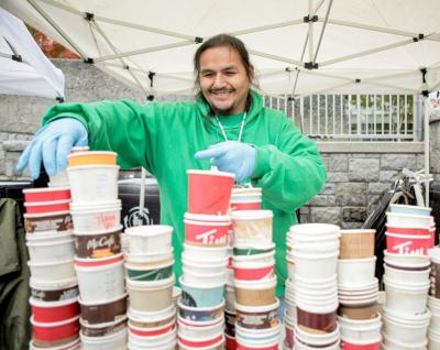 Coffee cups collected during the Coffee Cup Revolution event in Vancouver. (Photo via MakeWay’s Facebook page.)
