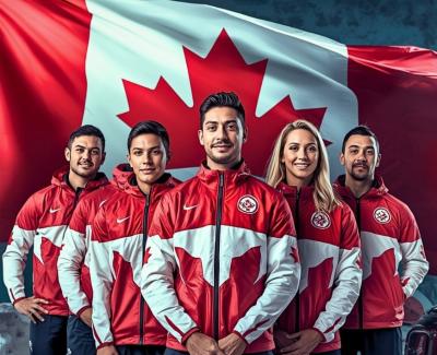 Members of Canada’s bobsleigh team prepare to compete at the Winter Olympic Games. (Photo via Facebook.)