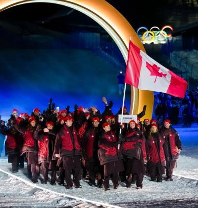 Team Canada at the 2026 Winter Olympic opening ceremony. (Photo via Team Canada’s Facebook page.)