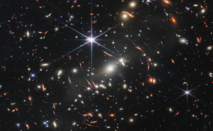 The James Webb Telescope’s first deep field image. (Photo via https://webbtelescope.org/news/first-images/gallery)