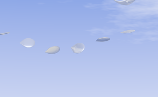 Artist’s conception of the mysterious objects spotted by pilot Kenneth Arnold. (Photo via Wikimedia Commons.)