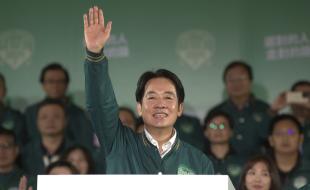 Taiwan’s newly elected President, Lai Ching-te, celebrates his victory. (Photo: The Associated Press.)