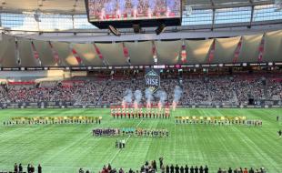 Opening ceremonies of the first-ever Northern Super League game in Vancouver. (Photo via X.)